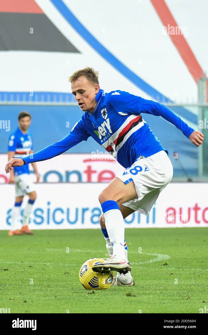 MIKKEL DAMSGAARD (Sampdoria) durante Sampdoria vs Bologna, Serie a di calcio italiana, Genova, Italia, 22 Nov 2020 - Photo .LM/Danilo Vigo Foto Stock