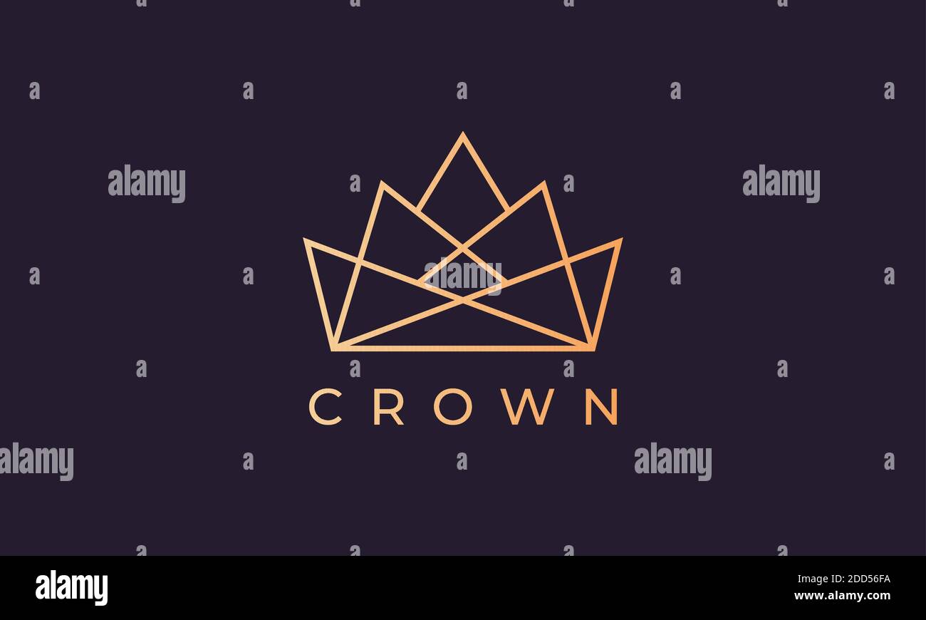 logo luxury gold kingdom crown con linea semplice e moderna stile artistico Illustrazione Vettoriale