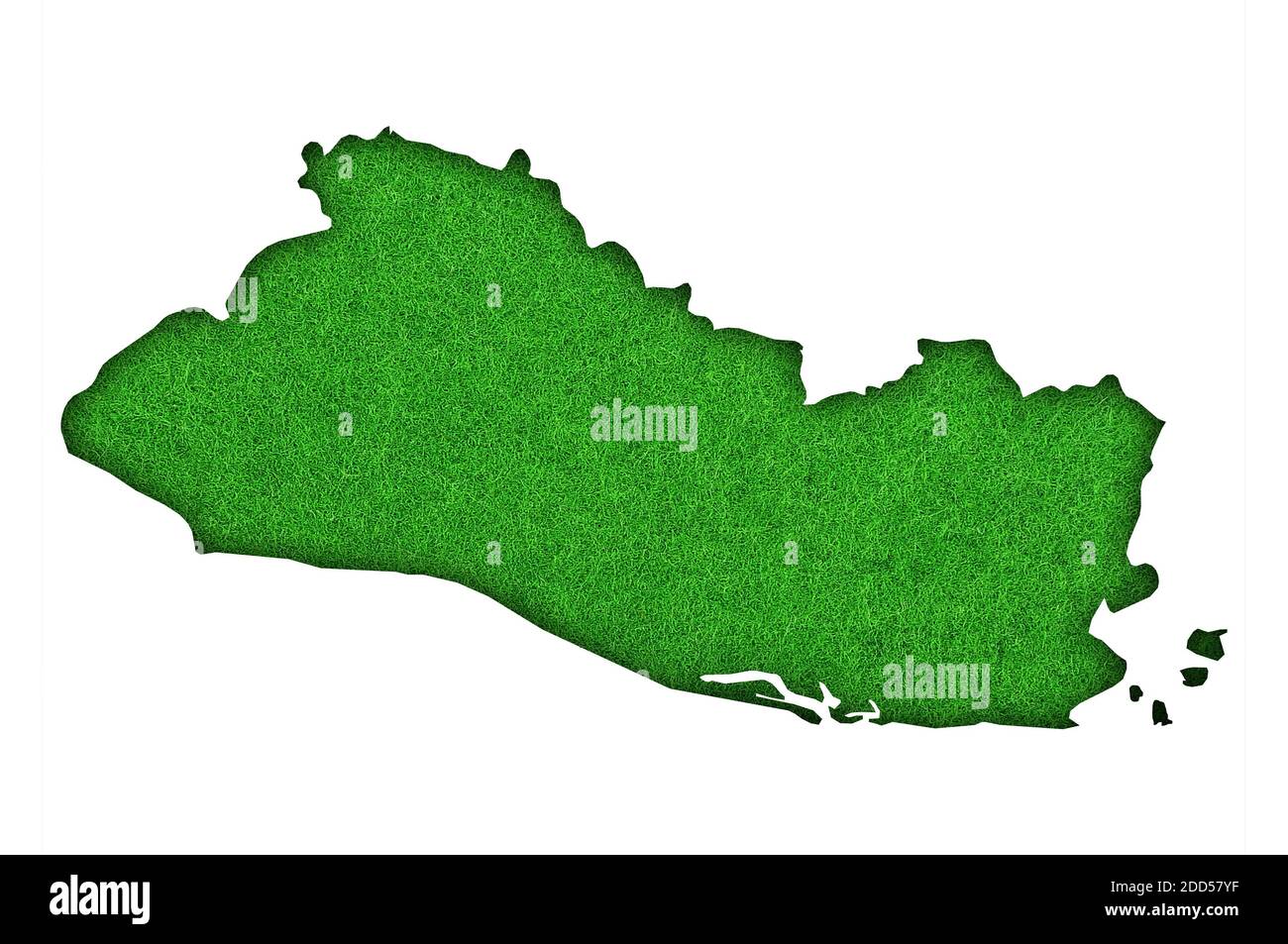 Mappa di El Salvador su feltro verde Foto Stock