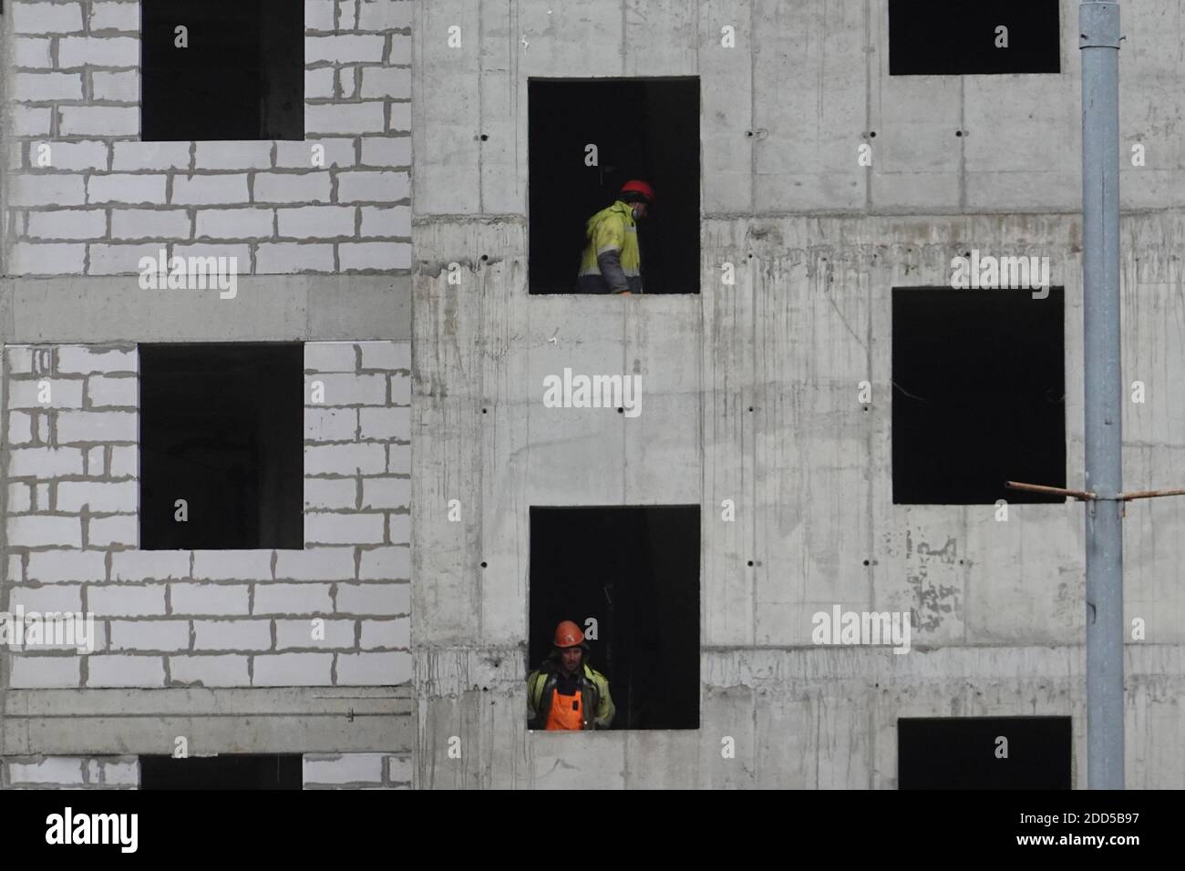 Costruzione di una casa su un programma di ristrutturazione a Mosca Foto Stock