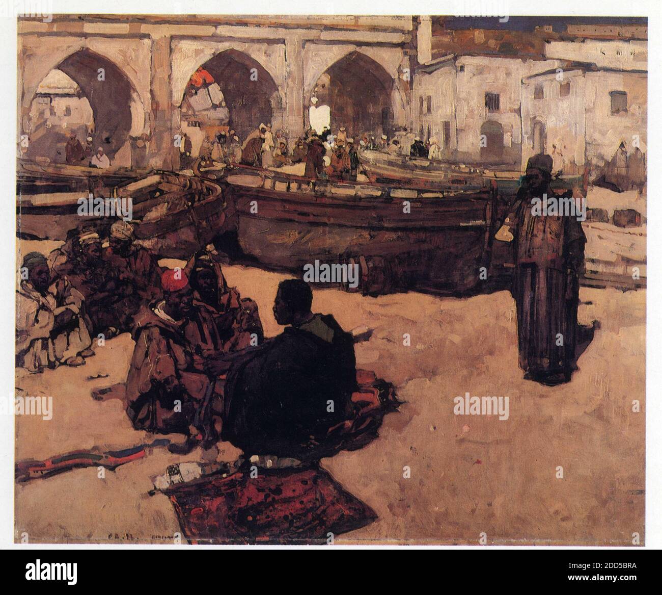 Frank Brangwyn. 1867-1956. Uno scambio sulla spiaggia. 1892 Foto Stock