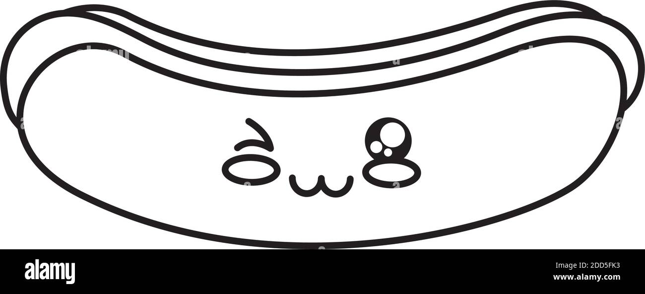 icona hot dog su sfondo bianco, stile linea, illustrazione vettoriale Illustrazione Vettoriale