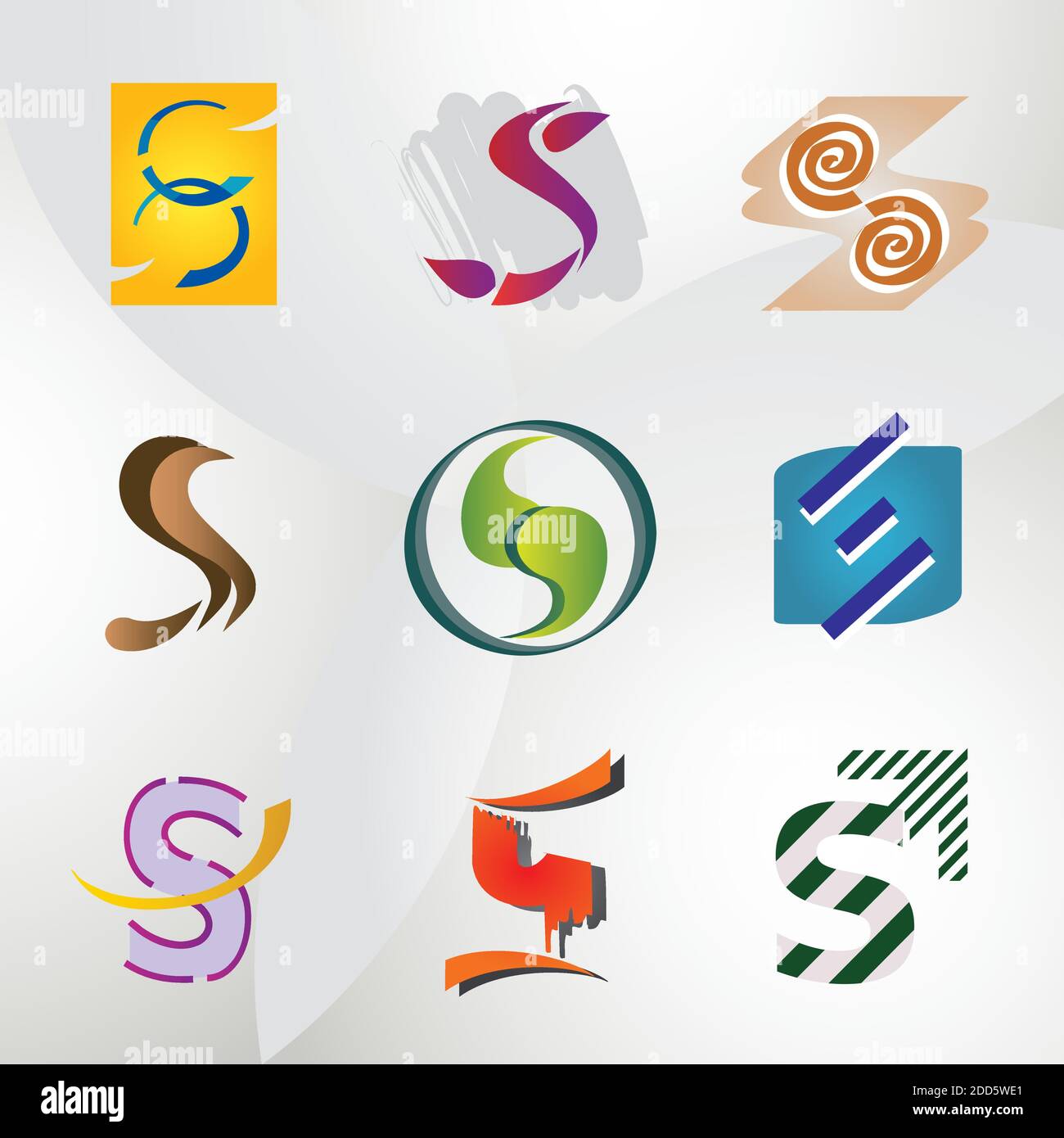 Set di icone/elementi di lettera decorativa per logo Design Illustrazione Vettoriale