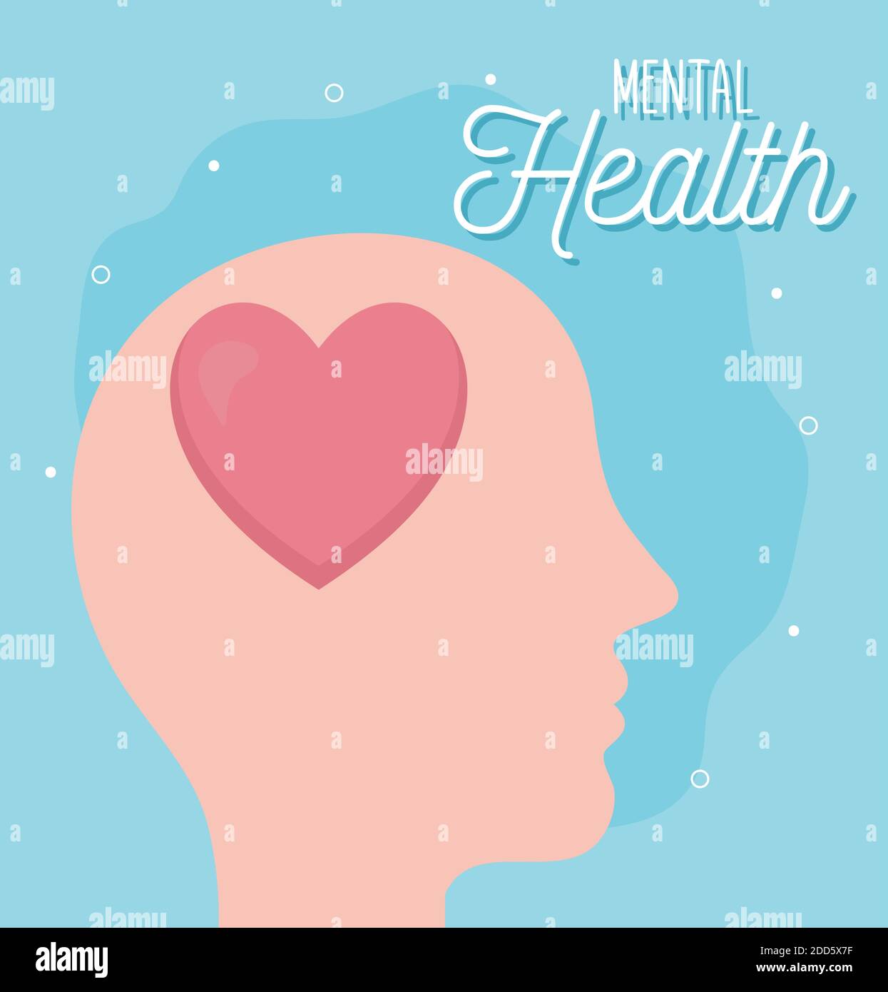 salute mentale con il cuore all'interno del disegno del vettore della testa Illustrazione Vettoriale