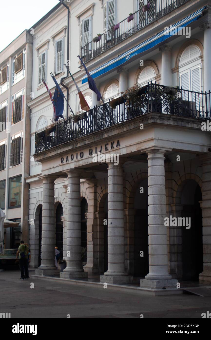 Radio Rijeka sul Korzo nel centro di Rijeka, Croazia. Foto Stock