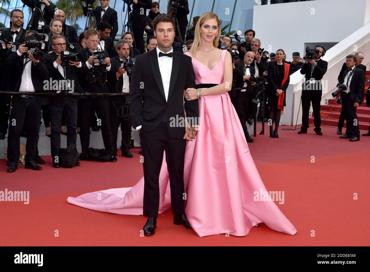 Chiara Ferragni, Federico Leonardo Lucia partecipa alla proiezione le Grand Bain tenutasi al Palais des Festivals il 13 maggio 2018 a Cannes, Francia, nell'ambito del 71esimo Festival annuale del Cinema di Cannes. Foto di Lionel Hahn/ABACAPRESS.COM Foto Stock