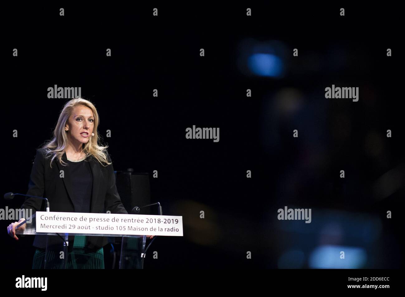 L'amministratore delegato di radio France Sibyle Veil partecipa a una conferenza stampa per presentare il programma 2018/2019 di radio France alla Maison de la radio, a Parigi, il 29 agosto 2018. Foto di ELIOT BLONDT/ABACAPRESS.COM Foto Stock