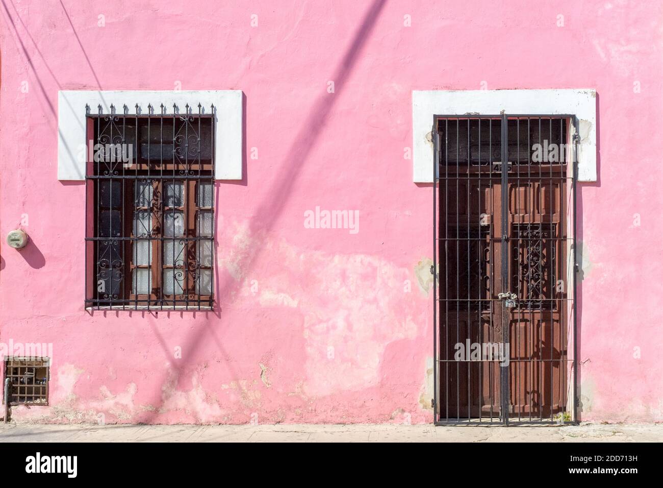 Facciata di una casa, centro storico, Merida Messico Foto Stock