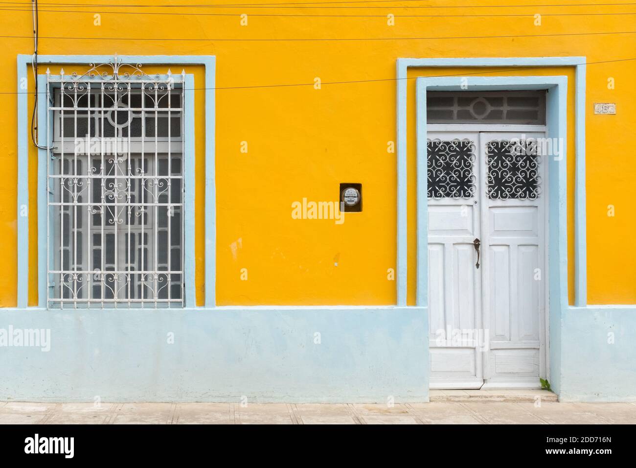 Facciata di una casa, centro storico, Merida Messico Foto Stock