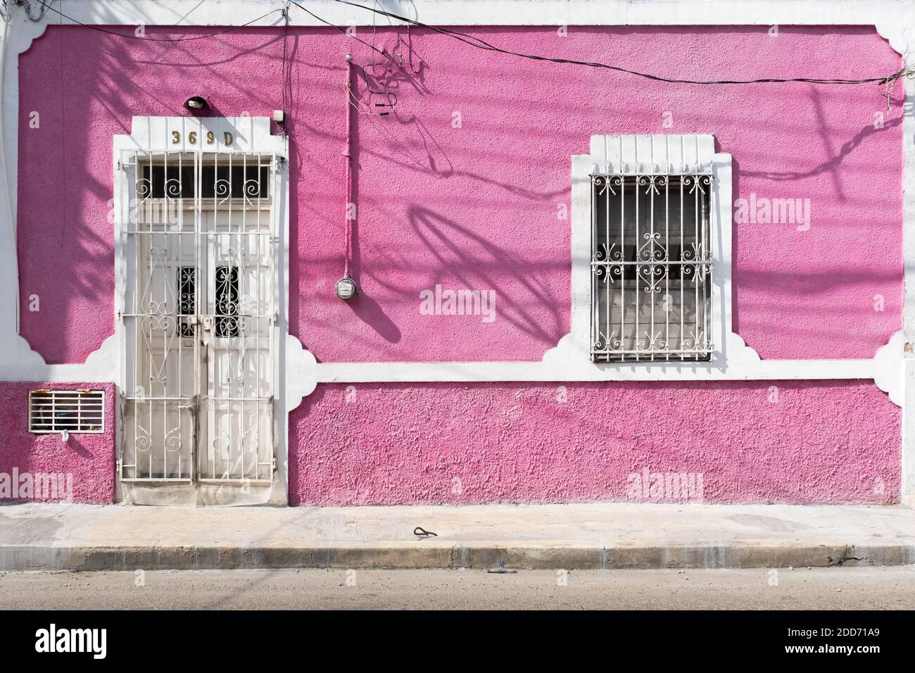 Facciata di una casa, centro storico, Merida Messico Foto Stock