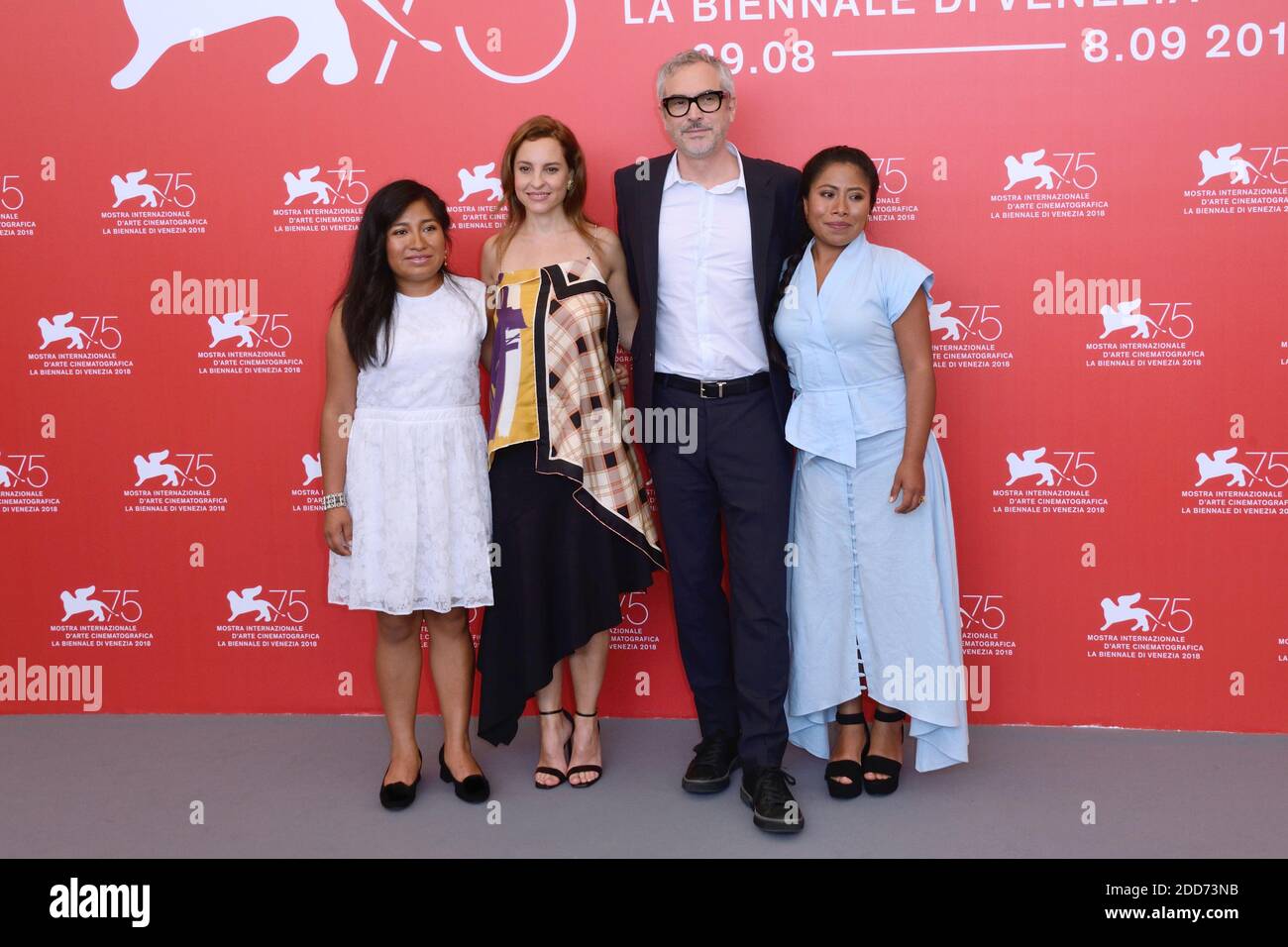 Nancy Garcia Garcia, Marina de Tavira, Alfonso Cuaron e Yalitza Aparicio partecipano al Roma Photocall nell'ambito del 75° Festival Internazionale del Cinema di Venezia (Mostra) a Venezia il 30 agosto 2018. Foto di Aurore Marechal/ABACAPRESS.COM Foto Stock