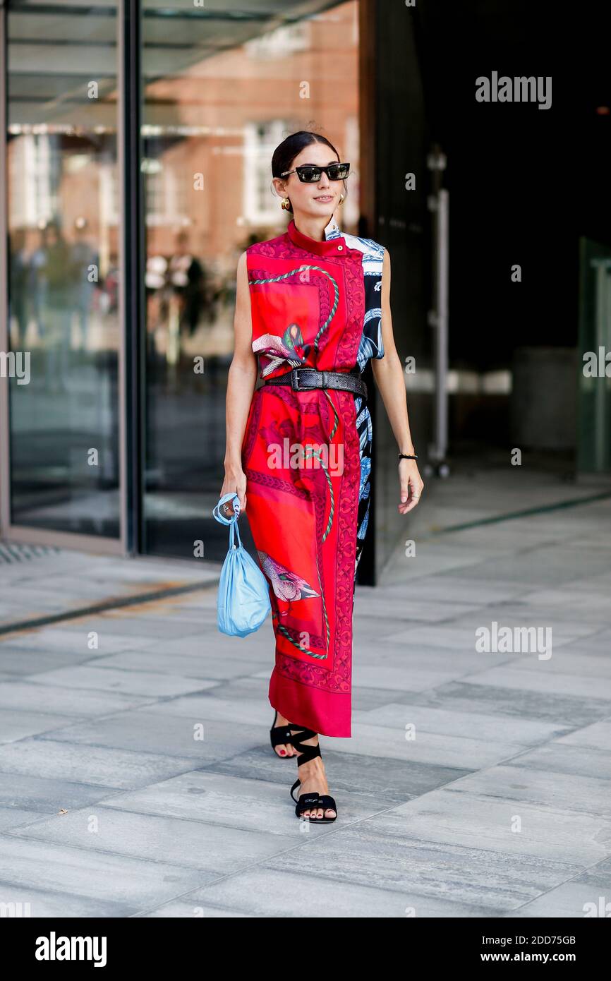 Street Style, Diletta Bonaiuti in arrivo alla fiera Designers Remix Primavera estate 2019, che si tiene ad Hambrosgade a Copenhagen, Danimarca, il 9 agosto 2018. Foto di Marie-Paola Bertrand-Hillion/ABACAPRESS.COM Foto Stock