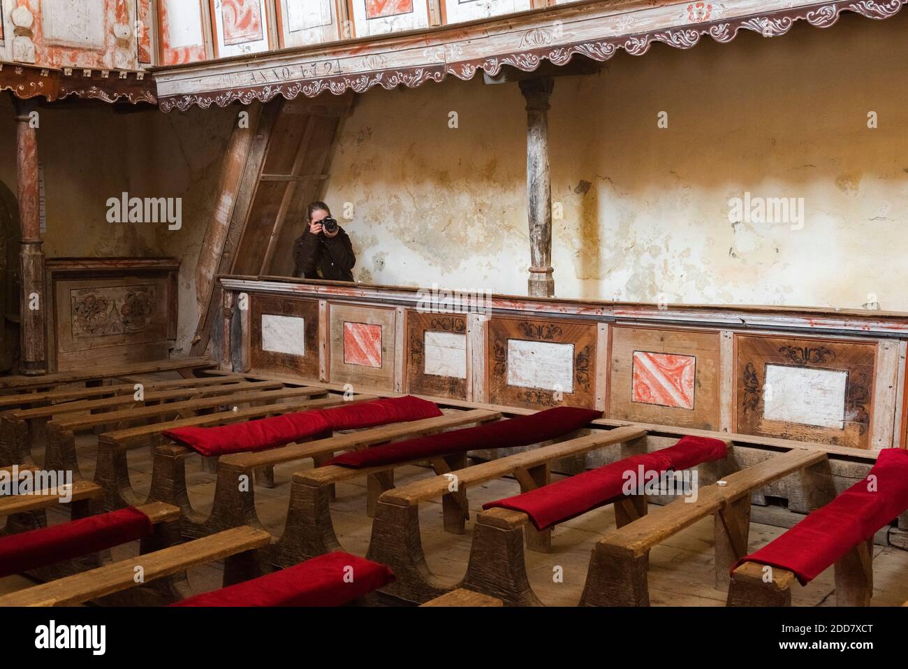 Chiesa fortificata e della fortezza di Viscri, Sito Patrimonio Mondiale dell'UNESCO, Transilvania, Romania Foto Stock