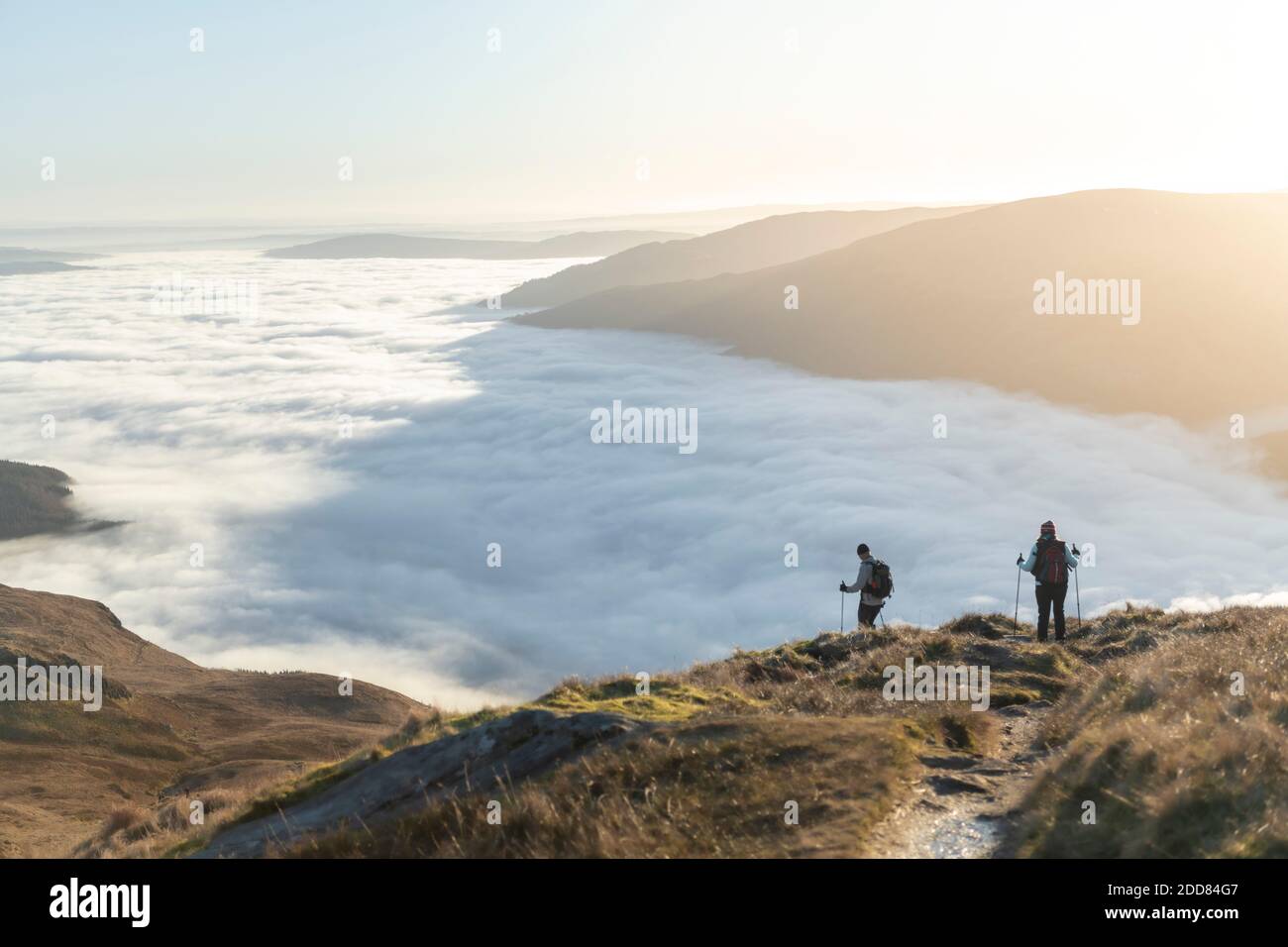 Escursioni a piedi ben Lomond nelle montagne di Loch Lomond e il Trossachs National Park, Highlands scozzesi, Scozia, Regno Unito, Europa Foto Stock