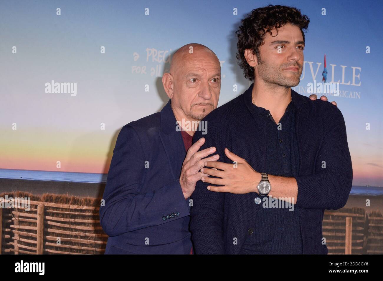 Sir ben Kingsley, Oscar Isaac, che partecipa a una fotocellula per il film Operation finale durante il 44° Festival del film americano di Deauville, in Francia, l'8 settembre 2018. Foto di Julien Reynaud/APS-Medias/ABACAPRESS.COM Foto Stock