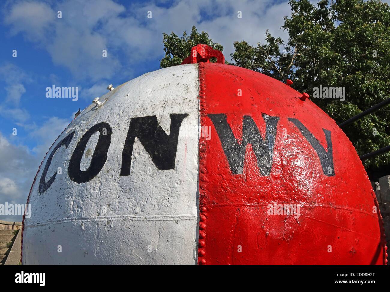 Conwy Buoy, Quayside, Galles del Nord, Regno Unito, LL32, boa di sicurezza marittima Fairway Foto Stock