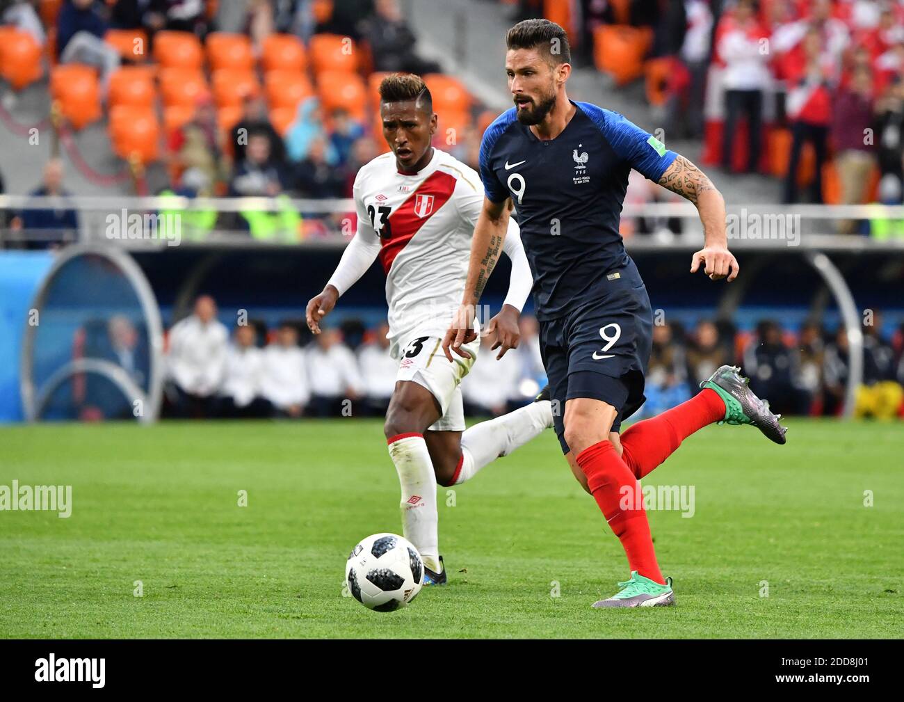 Francia durante la Coppa del mondo 2018, Francia vs Perù allo stadio Arena di Ekateringburg Russia il 21 giugno 2018. Foto di Christian Liegi/ABACAPRESS.COM Foto Stock