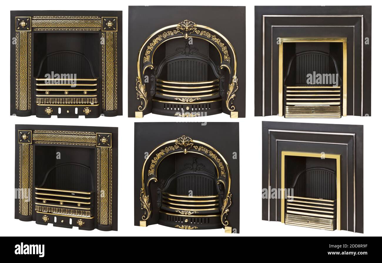 Camino in metallo fuso isolato su sfondo bianco Foto Stock