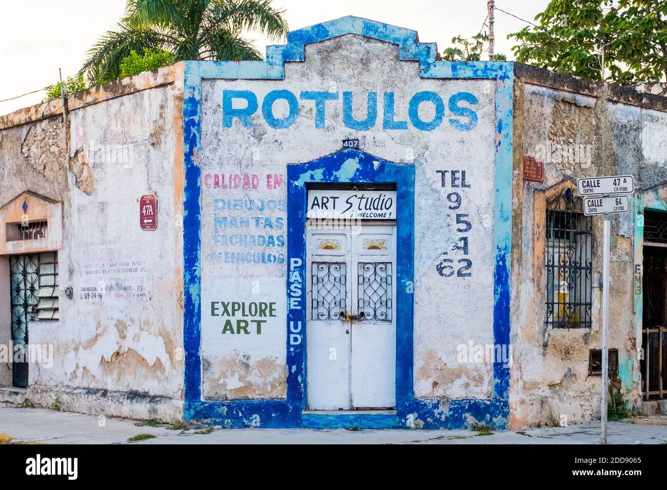 Edificio a vista nel centro storico di Merida Foto Stock