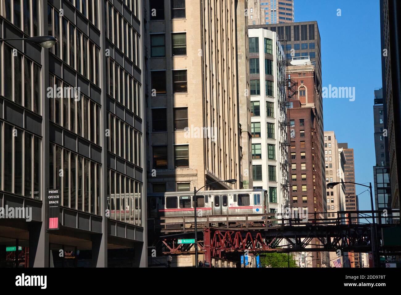 Chicago Transit Authority ferroviaria sopraelevata in Loop, East Jackson Blvd, Chicago, Illinois, Stati Uniti d'America Foto Stock
