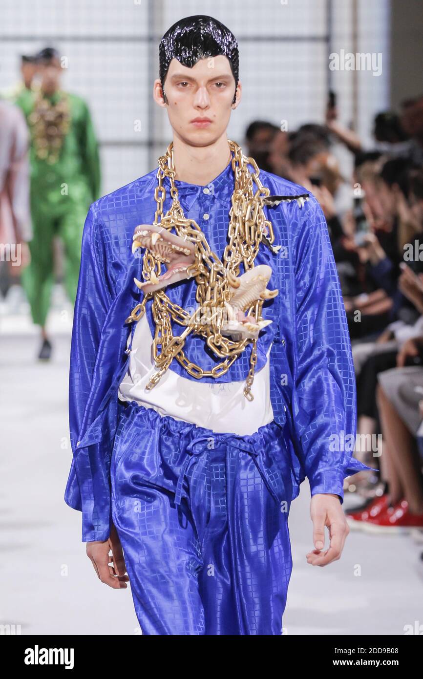 Un modello cammina sulla pista durante la sfilata di moda Comme des Garcons Menswear Primavera Estate 2019 come parte della settimana della Moda di Parigi il 22 giugno 2018 a Parigi Francia. Foto