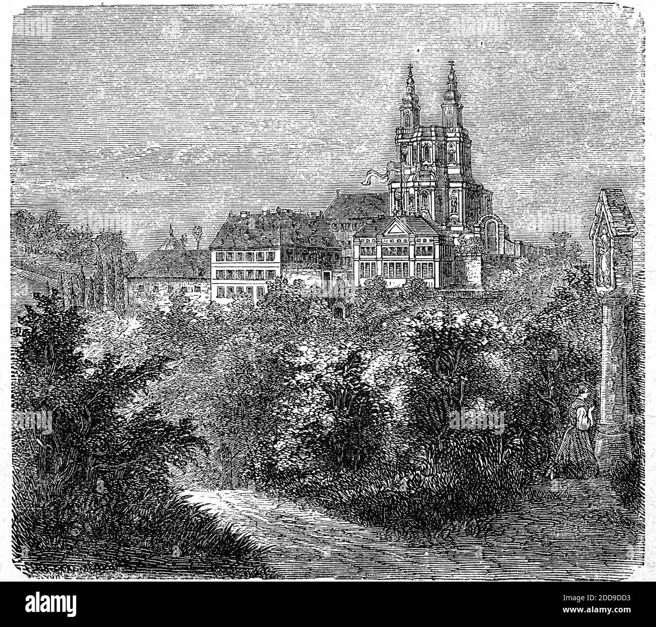 Monastero e castello Banz in alta Franconia, Baviera, Germania, nel 1880 / Kloster und Schloß Banz in Oberfranken, Bayern, Deutschland, im Jahre 1880, Historisch, storico, digitale riproduzione migliorata di un originale del 19 ° secolo / digitale Reproduktion einer Originalvollage aus dem 19. Jahrhundert, Foto Stock