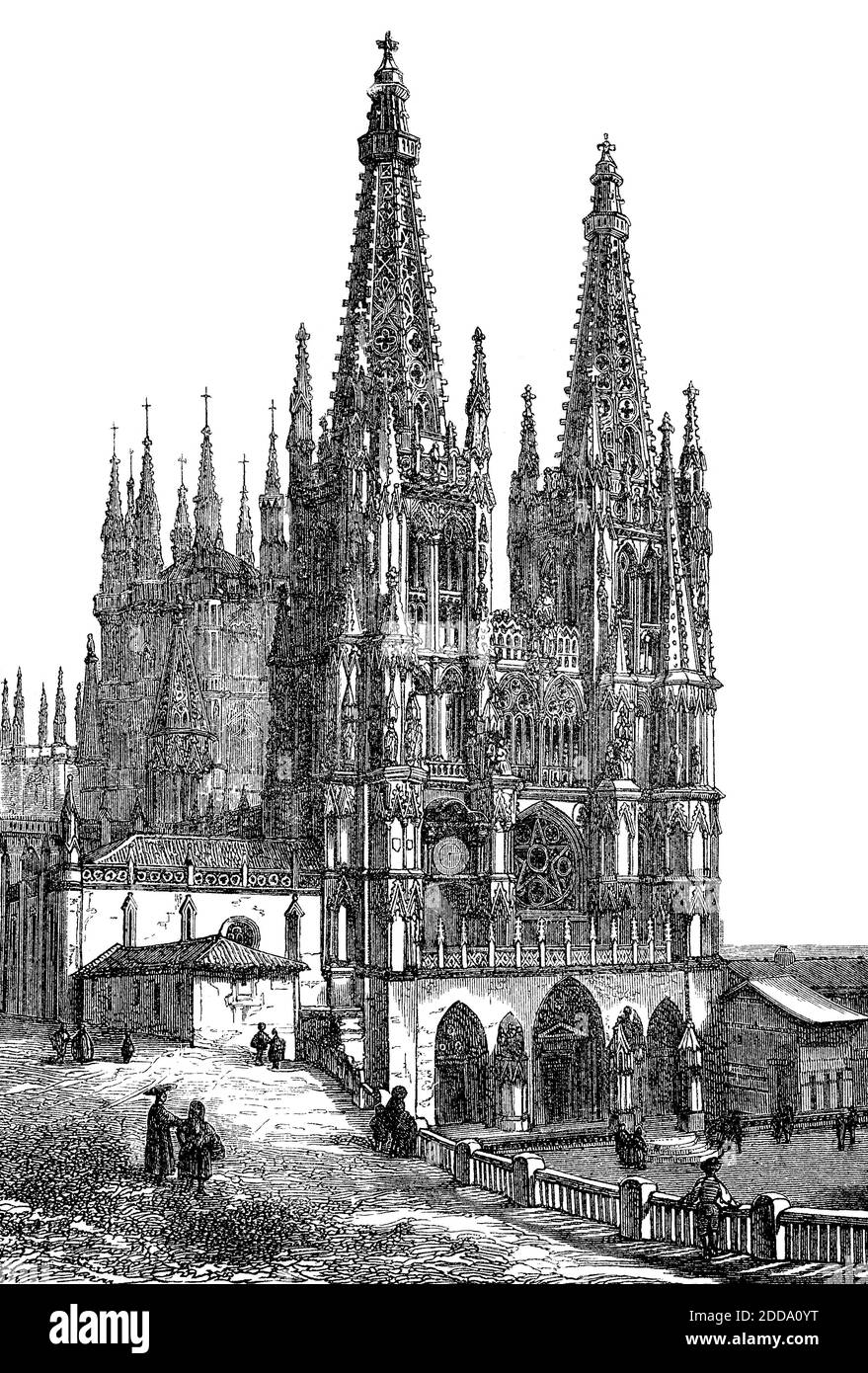 Cattedrale di Burgos, Castiglia, Spagna, 1880 / Kathedrale von Burgos, Kastilien, Spanien, 1880, Historisch, storico, digitale riproduzione migliorata di un originale del 19 ° secolo / digitale Reproduktion einer Originalvorlage aus dem 19. Jahrhundert, Foto Stock