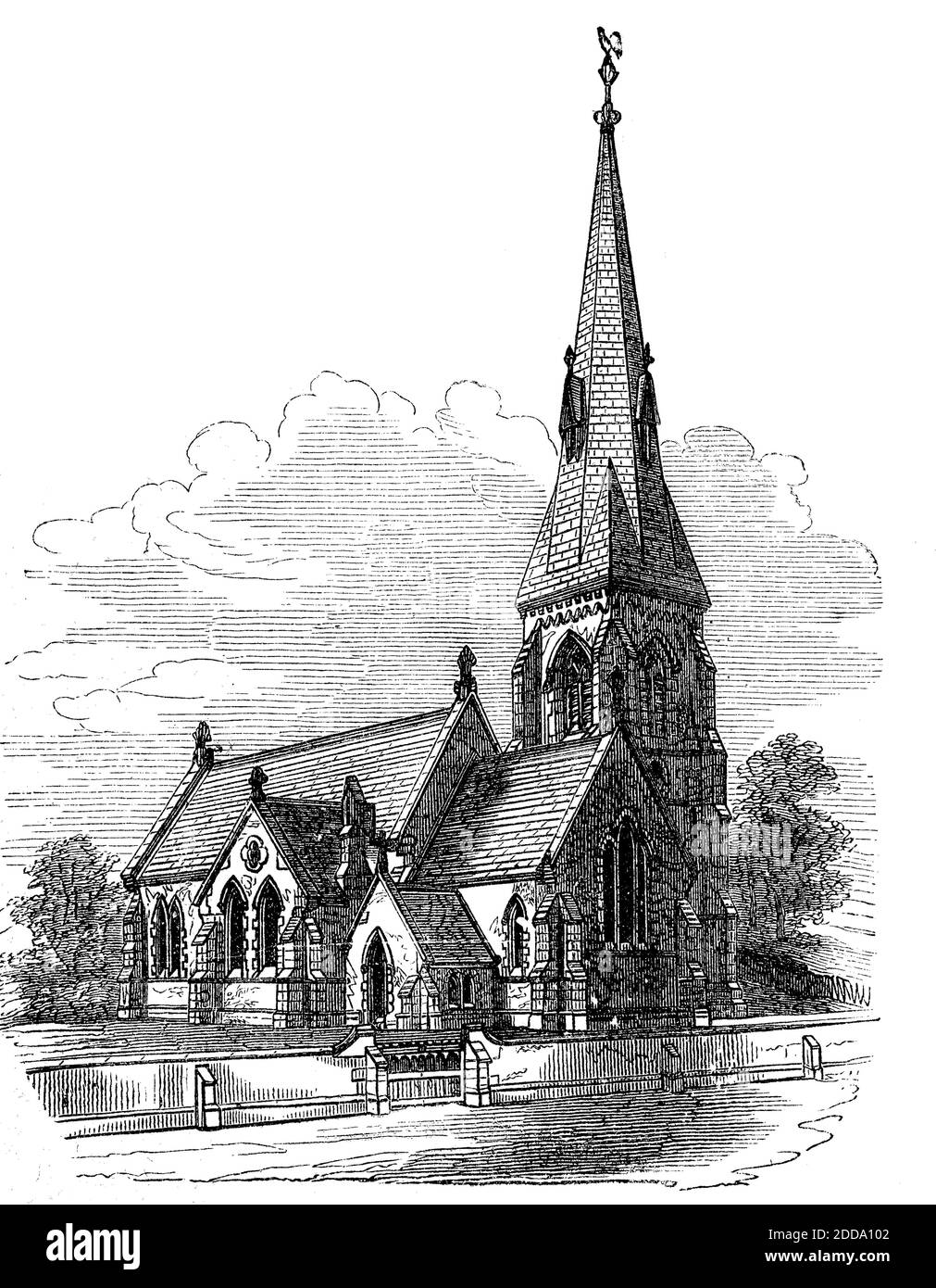 Chiesa in primo stile inglese, Inghilterra, illustrazione di 1880 / Kirche im frühenglischen Stil, Inghilterra, 1880, Historisch, storico, digitale riproduzione migliorata di un originale del 19 ° secolo / digitale Reproduktion einer Originalvollage aus dem 19. Jahrhundert, Foto Stock