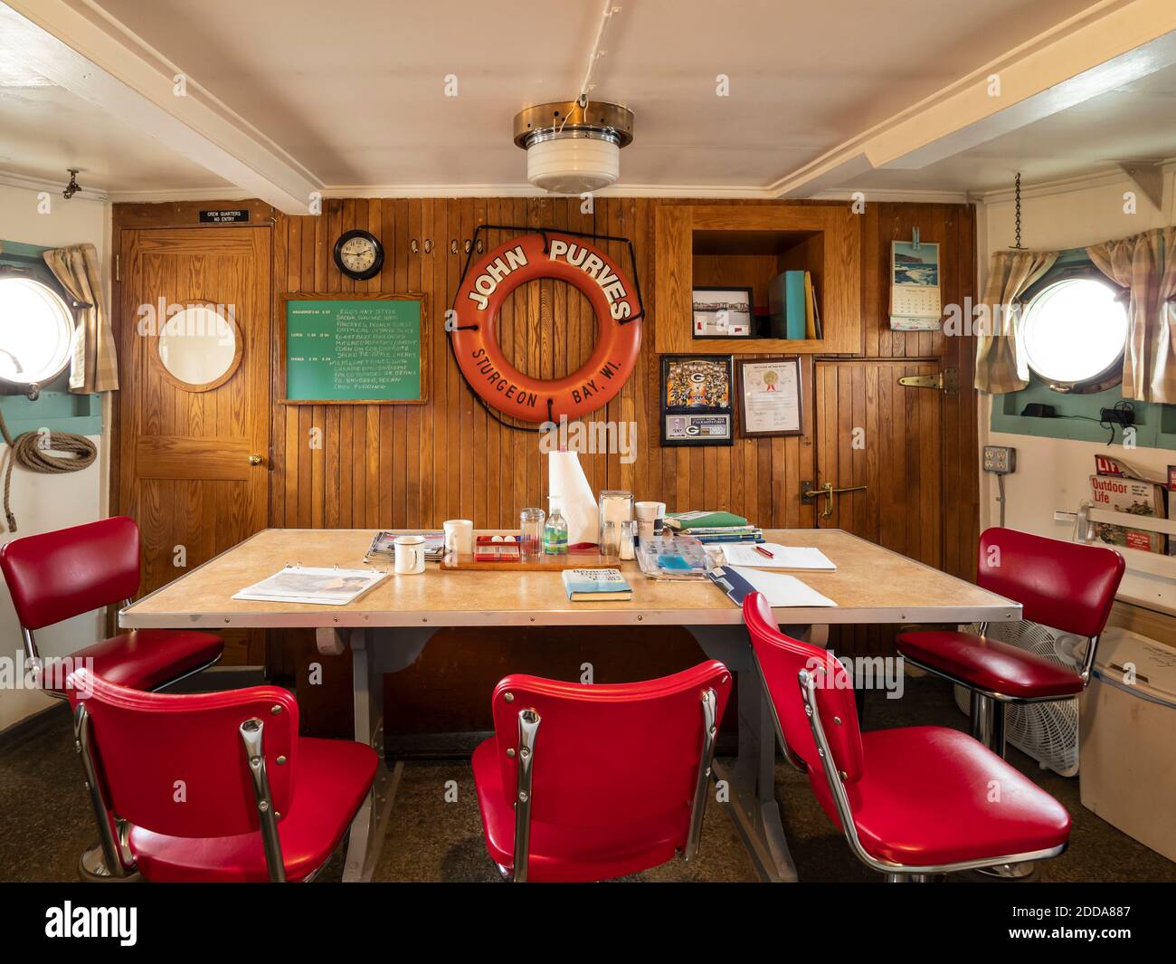 Galley, John Purves Tugboat, Door County Maritime Museum, Sturgeon Bay, Wisconsin. Foto Stock
