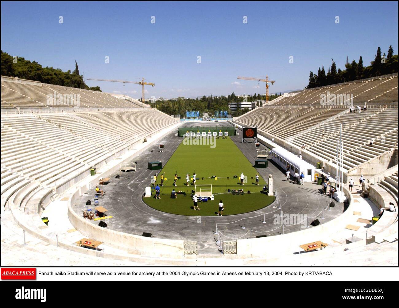 NESSUN FILM, NESSUN VIDEO, NESSUNA TV, NESSUN DOCUMENTARIO - lo Stadio Panathinaiko servirà come luogo di tiro con l'arco ai Giochi Olimpici 2004 di Atene il 18 febbraio 2004. Foto di KRT/ABACA. Foto Stock