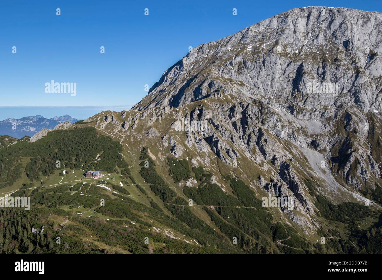 Cima di montagna grigia con vista appartata Carl von Stahl-Haus Foto Stock