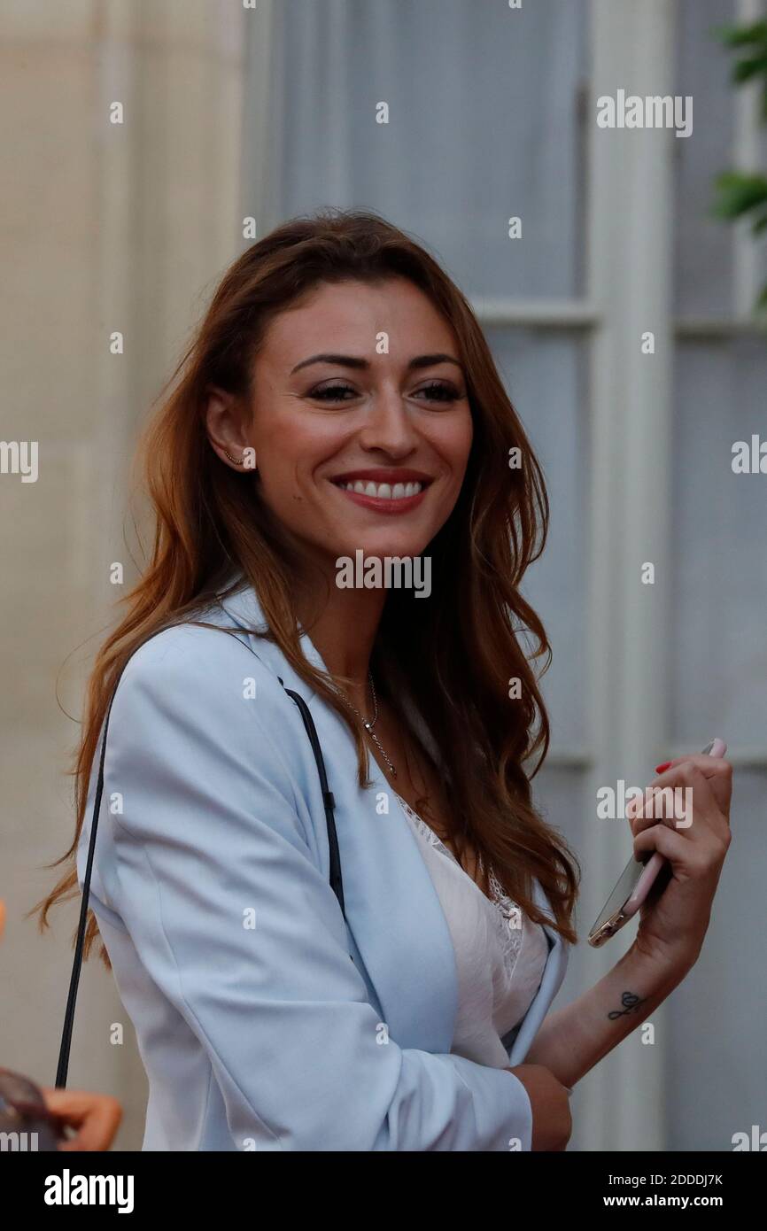 Rachel Legrain-Trapani compagno di Benjamin Pavard arrivato per quando il presidente francese Emmanuel Macron e sua moglie Brigitte hanno ricevuto la squadra francese, vincitore della Coppa del mondo FIFA 2018 a Palais de l'Elyse il 16 luglio 2018. . Foto di Henri Szwarc/ABACAPRESS.COM Foto Stock