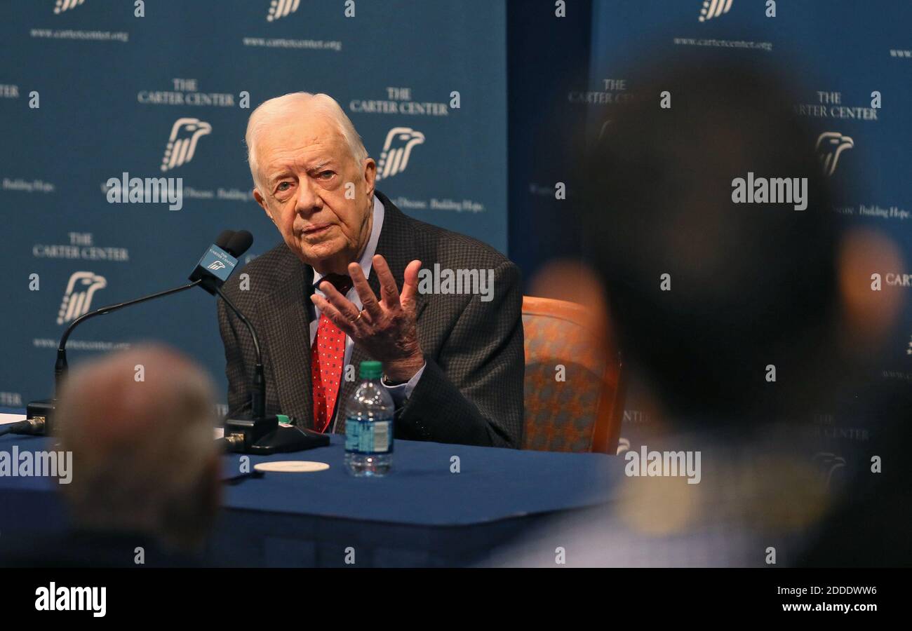 NESSUN FILM, NESSUN VIDEO, NESSUNA TV, NESSUN DOCUMENTARIO - l'ex presidente Jimmy carter discute la sua diagnosi di cancro al carter Center giovedì, agosto. 20, 2015 ad Atlanta, GA, Stati Uniti. Il 90-year-old ha annunciato che ha avuto cancro dopo che i medici hanno rimosso le piccole masse dal suo fegato all'inizio di questo mese. Foto di Bob Andres/Atlanta Journal-Constitution/TNS/ABACAPRESS.COM Foto Stock