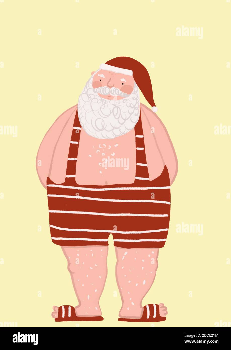 Clip art di Babbo Natale con costume da bagno e infradito vecchio stile  Foto stock - Alamy