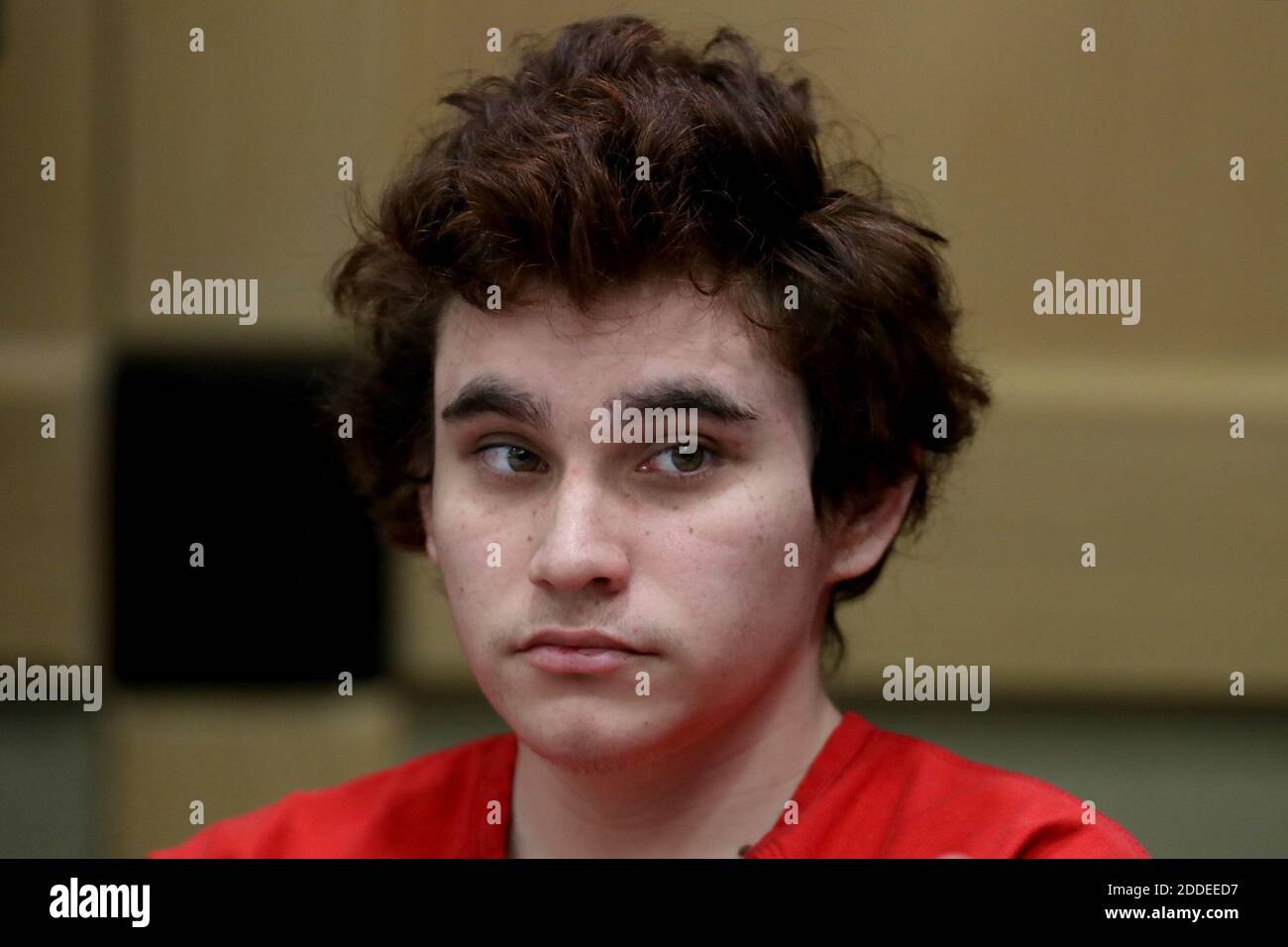 NO FILM, NO VIDEO, NO TV, NO DOCUMENTARIO - lo sparatutto della scuola di Parkland Nikolas Cruz è mostrato in aula durante un'audizione di stato al tribunale di Broward a Fort Lauderdale martedì 27 novembre 2018. Foto di Amy Beth Bennett/South Florida Sun Sentinel/TNS/ABACAPRESS.COM Foto Stock