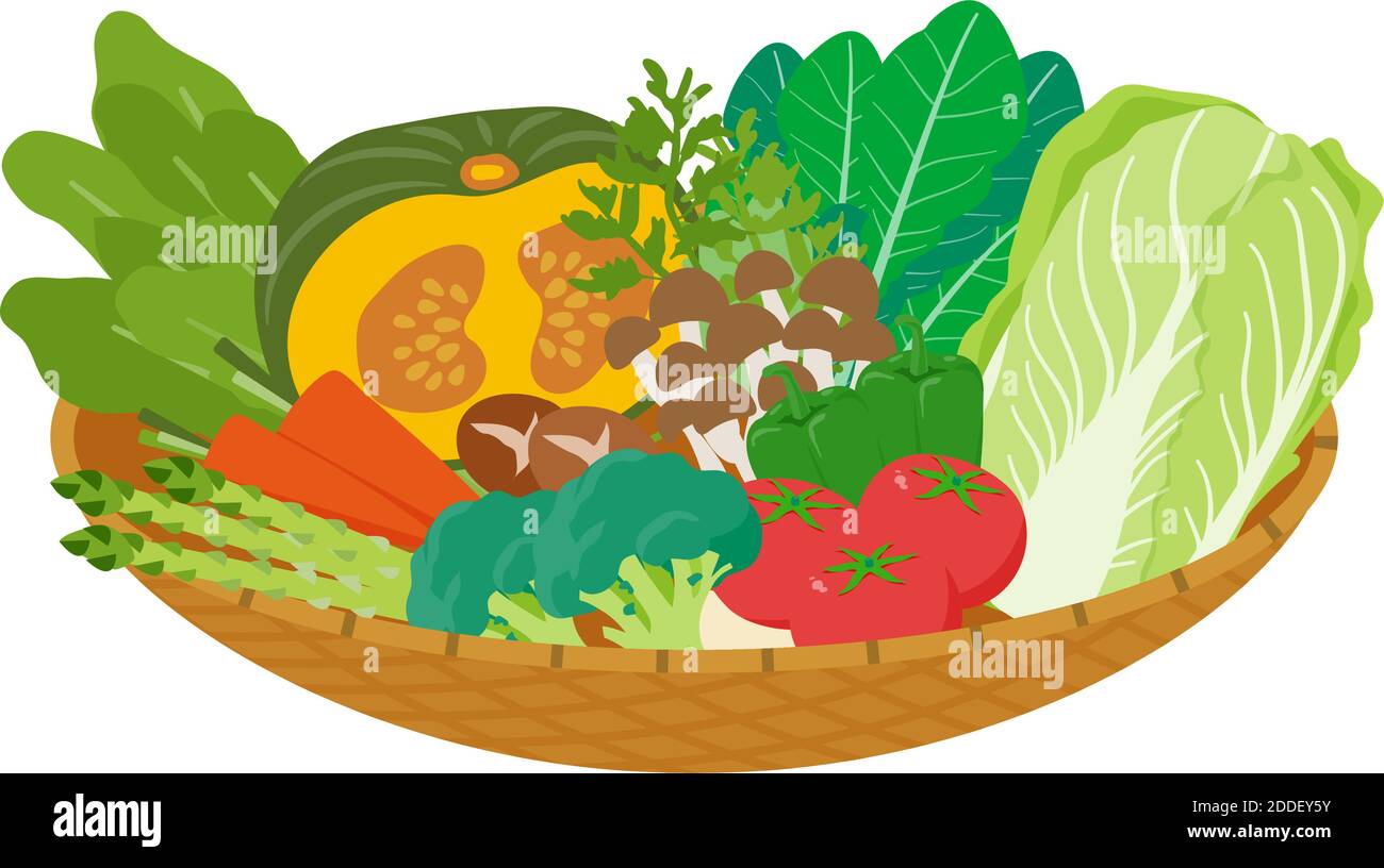 Un sacco di verdure nel basket.Vector arte che è facile da modificare. Illustrazione Vettoriale