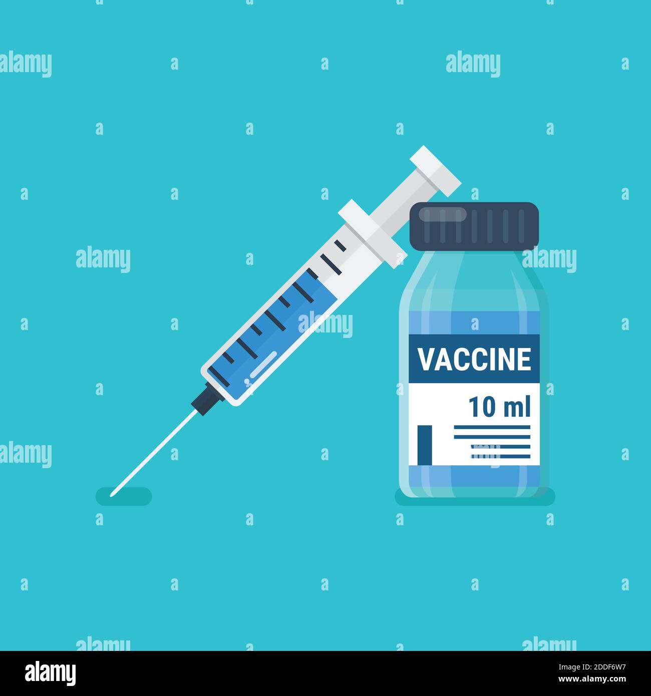 Vaccino medico ampolla e siringa. Covid-19 concetto di Coronavirus. Illustrazione vettoriale Illustrazione Vettoriale