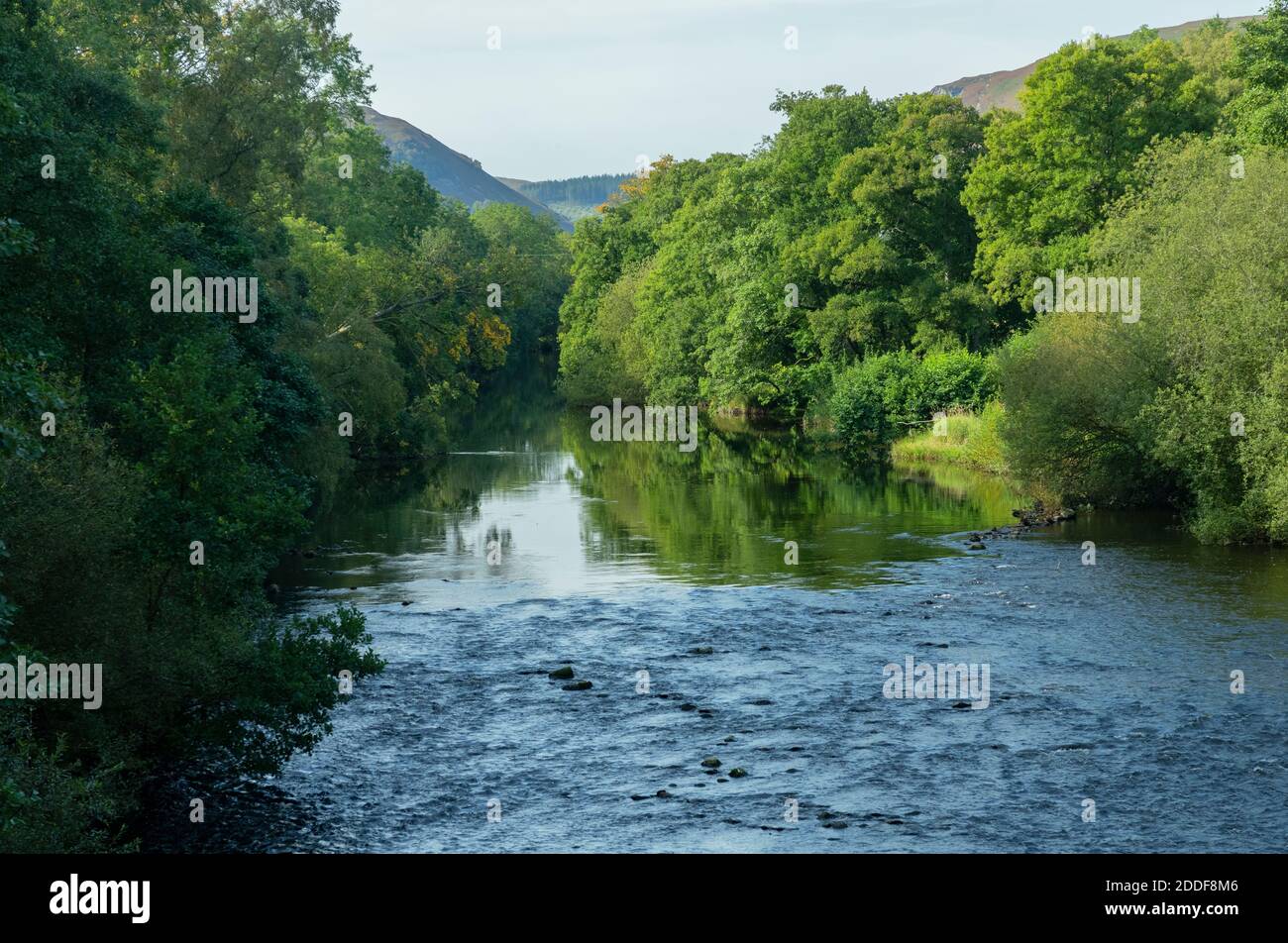 Il fiume Elan, nella metà del Galles sopra Rhayader. Foto Stock