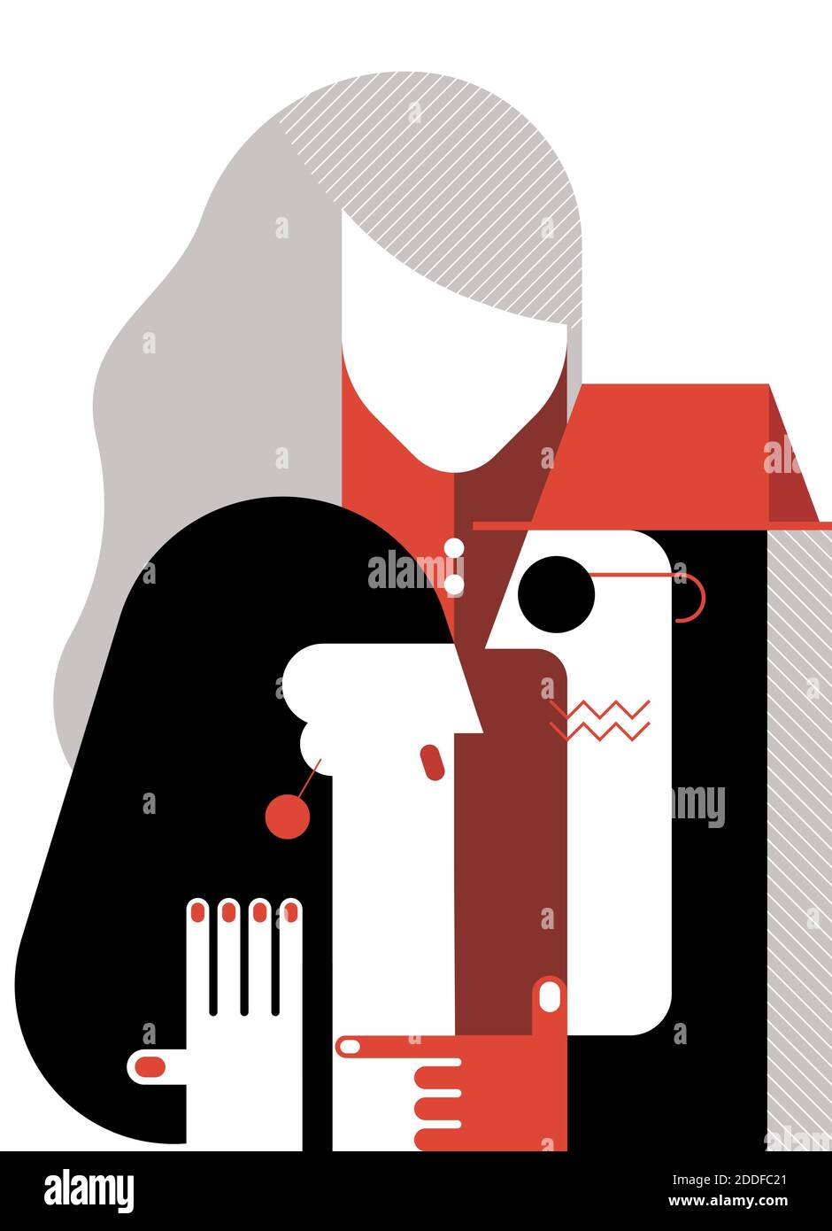 Due donne e un uomo si litigano e si rimproverano. La coppia adulta è in conflitto. Illustrazione vettoriale con design piatto in cava per famiglie. Illustrazione Vettoriale