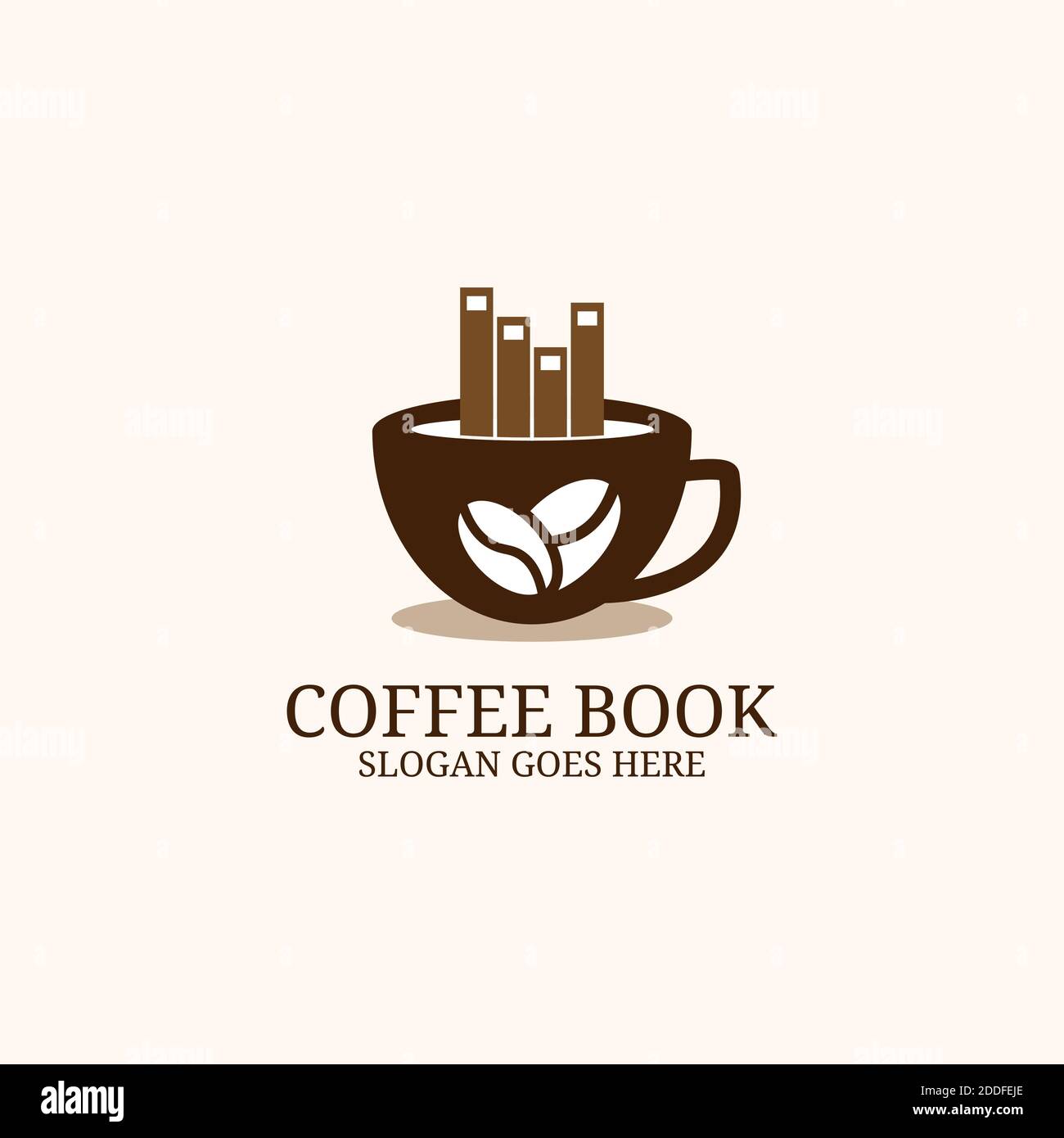 Illustrazione vettoriale del modello di disegno del logo del libro del caffè, può usare per il vostro marchio, identità di marchio o marchio commerciale Illustrazione Vettoriale