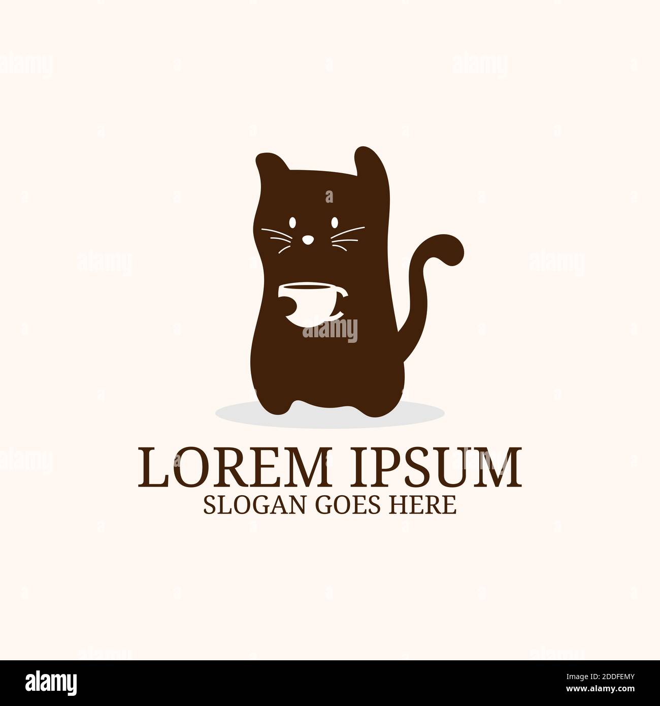 Modern Coffee Cat logo design vettoriale ispirazione, modello di marchio del logo civet caffè Illustrazione Vettoriale