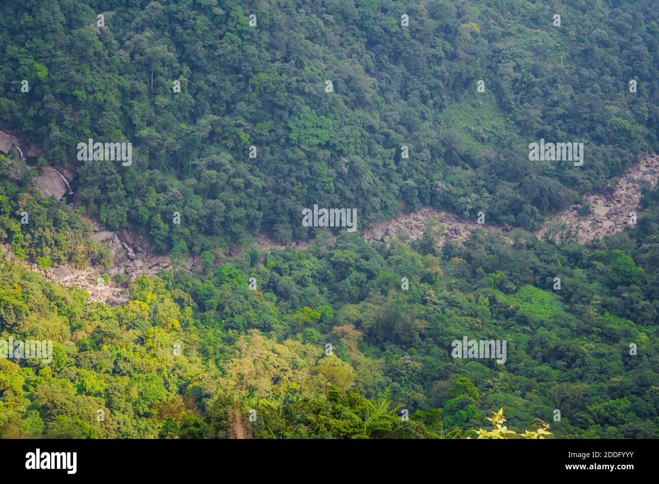 Sette sorelle cascate vicino alla città di Cherrapunjee a Meghalaya, India nord-orientale. Foto Stock