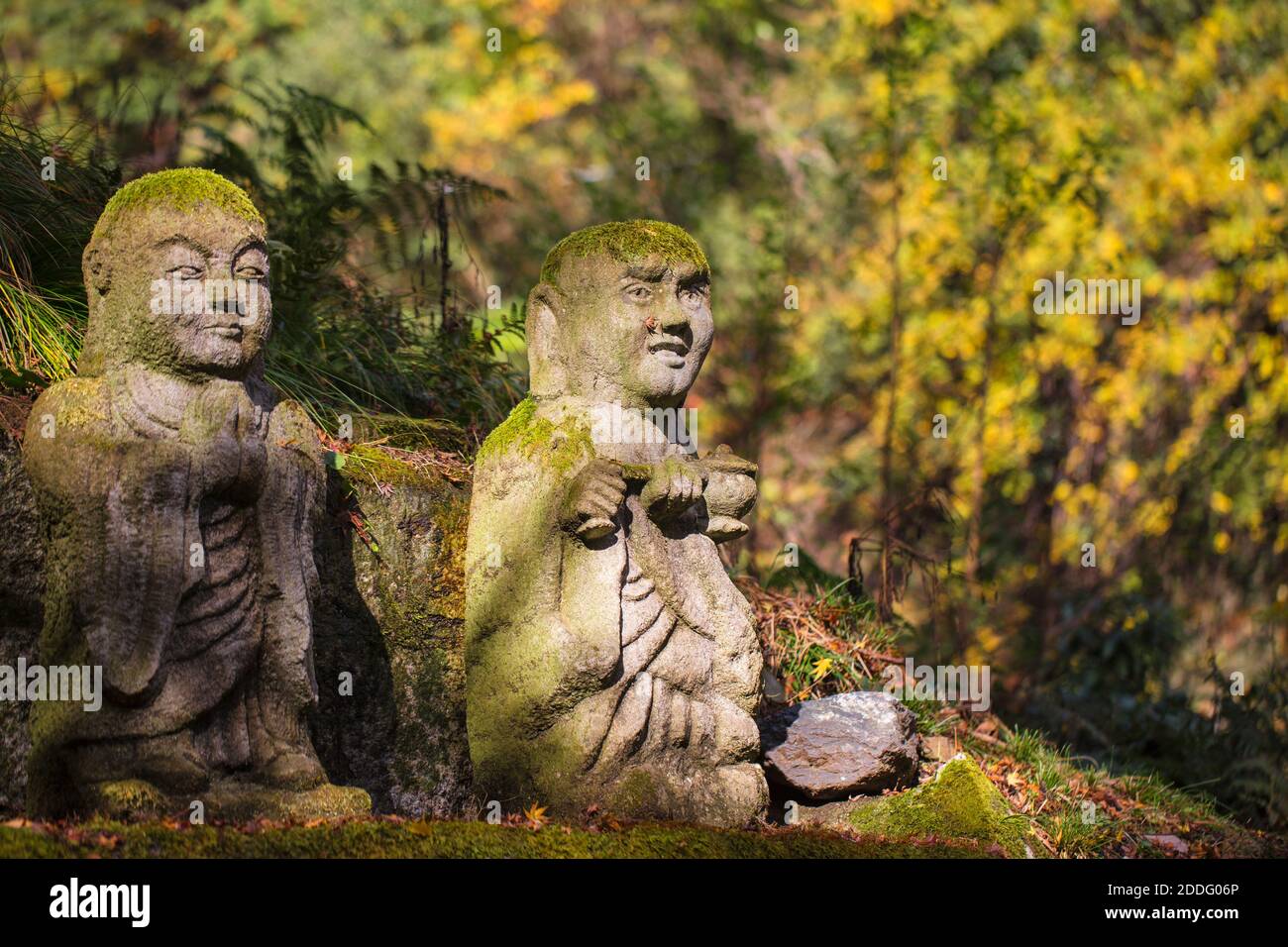 Giappone, Kyoto, Arashiyama, Tempio di Otagi Nenbutsu-ji, Rakan (discepoli di Shaka, il fondatore del buddismo) immagini buddiste che sono state scolpite da adoratori Foto Stock