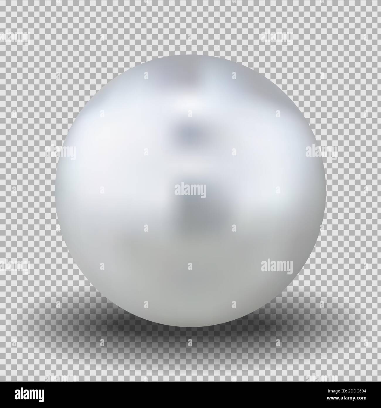 Perla bianca realistica. Pallina 3D su sfondo trasparente. Oggetto vettore isolato. Illustrazione Vettoriale