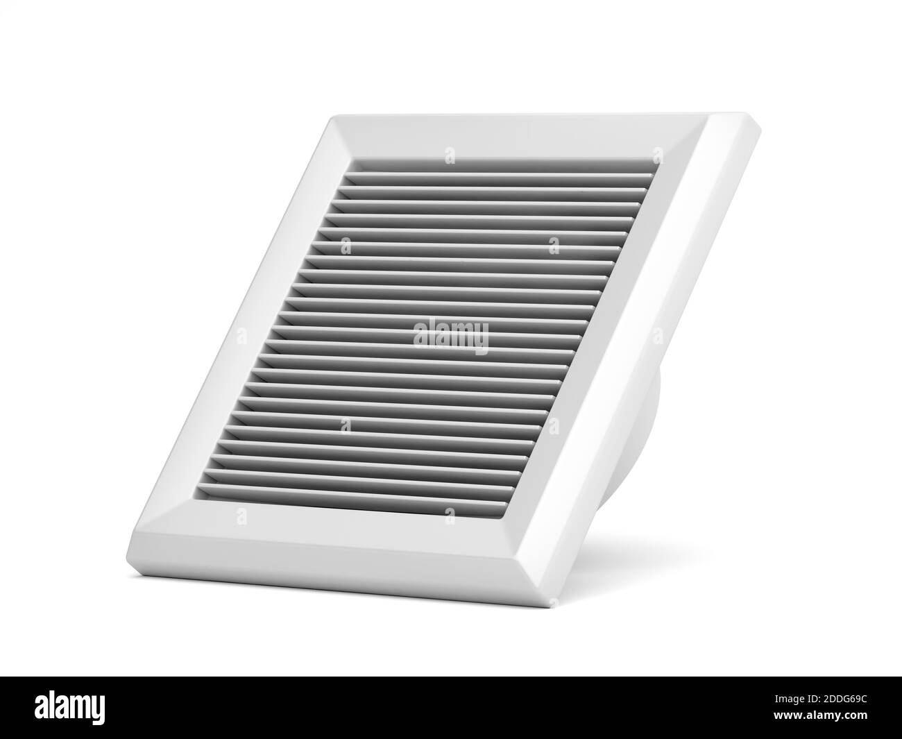 Ventilatore elettrico per bagno su sfondo bianco Foto Stock