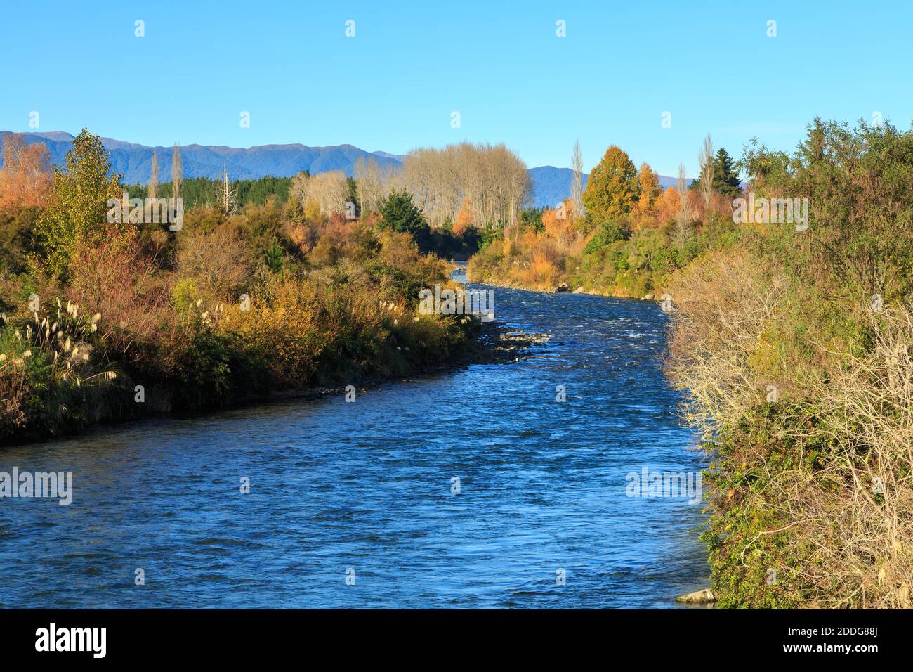Il fiume Tongariro nella centrale Isola del Nord, Nuova Zelanda, in autunno Foto Stock