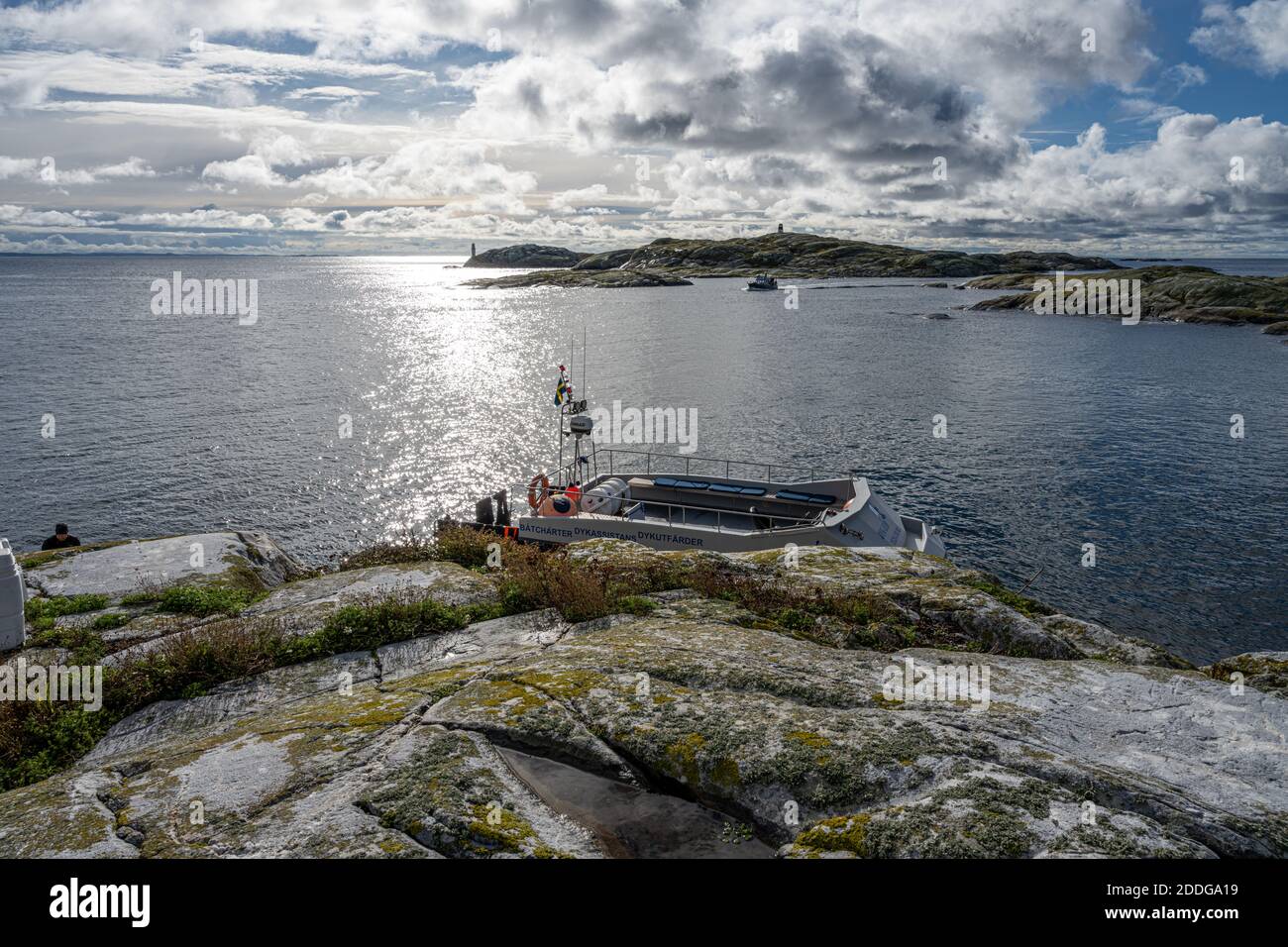 L'isola del tempo sulla costa occidentale della Svezia. Queste isole sono molto popolari tra i subacquei poiché la biodiversità è eccezionale nelle acque che circondano le isole Foto Stock