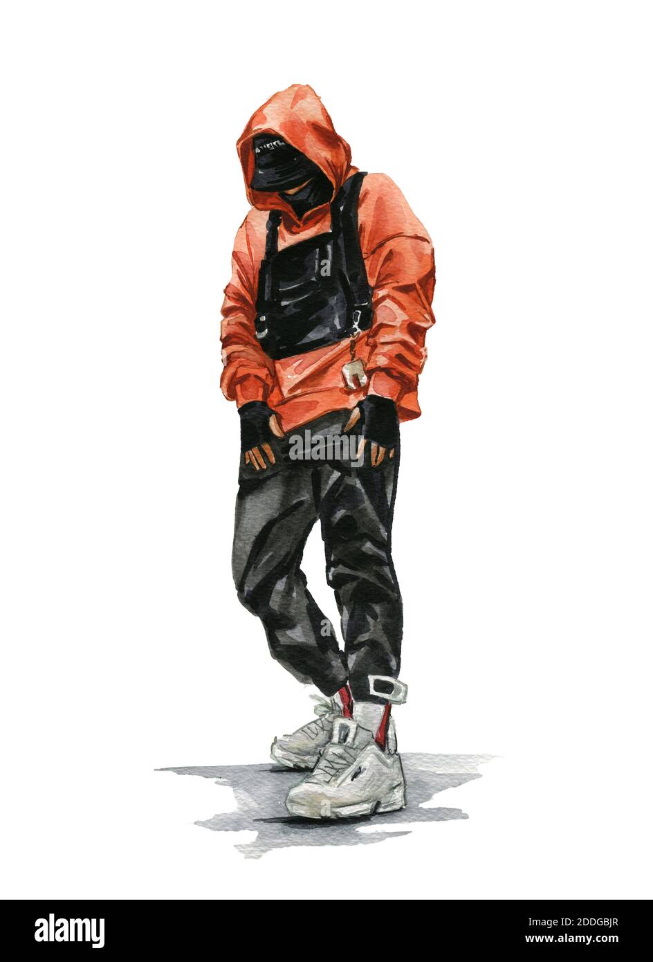 Abbigliamento uomo di moda Techwear. Illustrazione acquerello del giovane  uomo. Disegno a mano di stile maschile futuristico . Stile urbano Foto  stock - Alamy