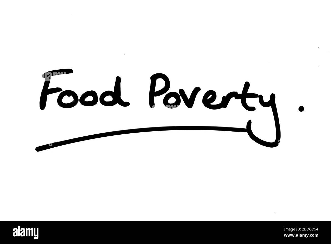 Povertà alimentare manoscritta su sfondo bianco. Foto Stock