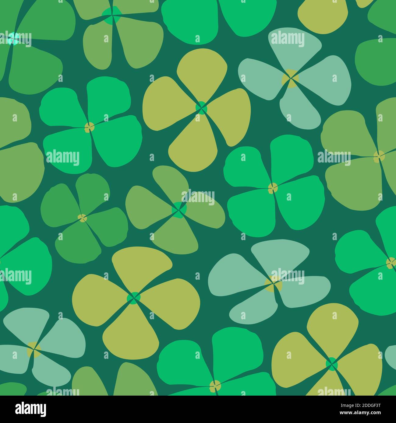Elegante motivo di ripetizione vettoriale di tessitura floreale ditsy trendy comprendente foglie di trifoglio d'acqua a quattro foglie. Fondo foglia Marsilea per stampa e tessile Illustrazione Vettoriale